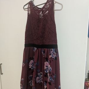 Floral short polyester dress